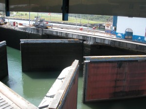 Opening the lock chambers.